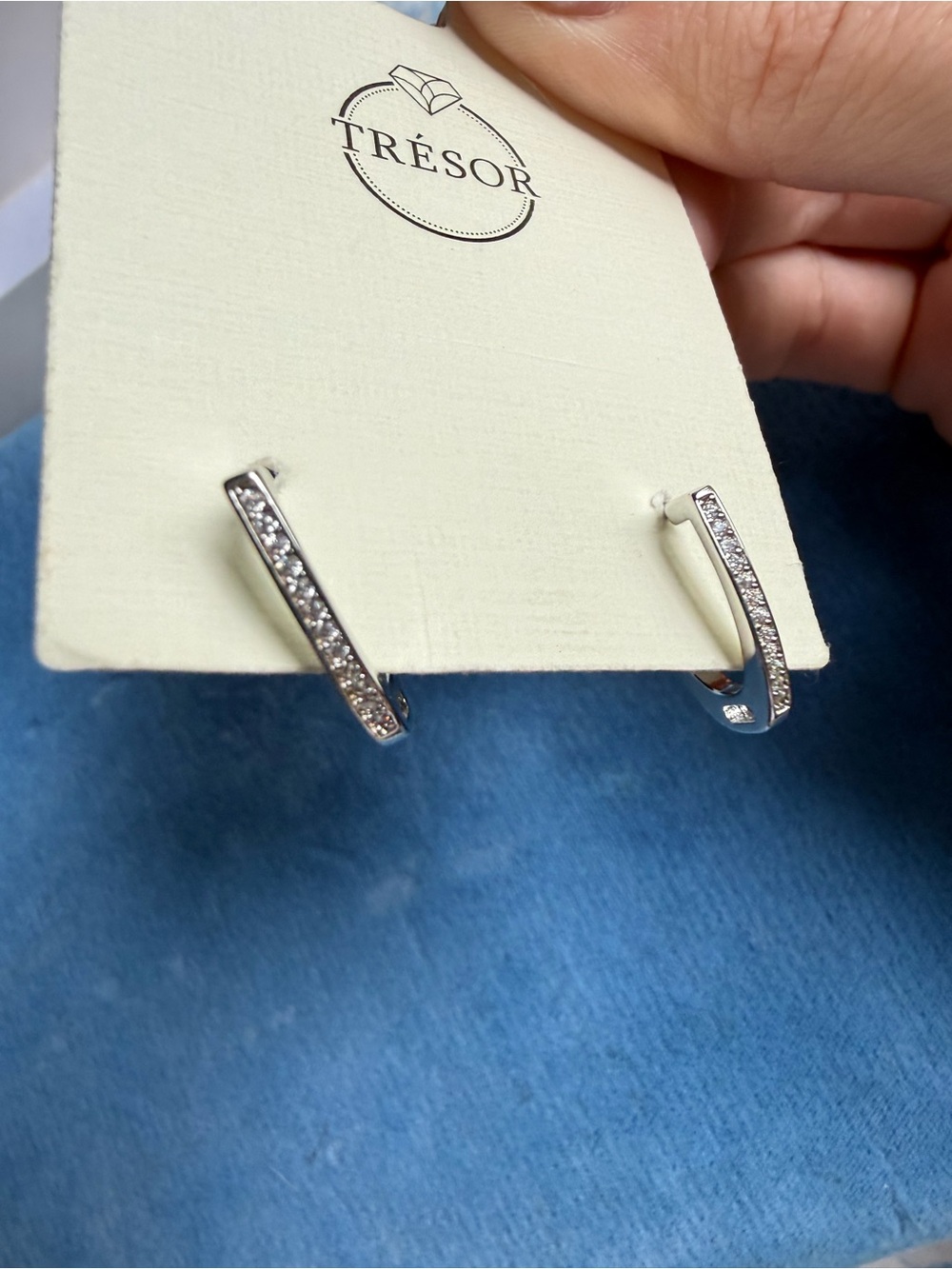 Silver Pavé Curved Bar Stud Earrings - Silver NWT